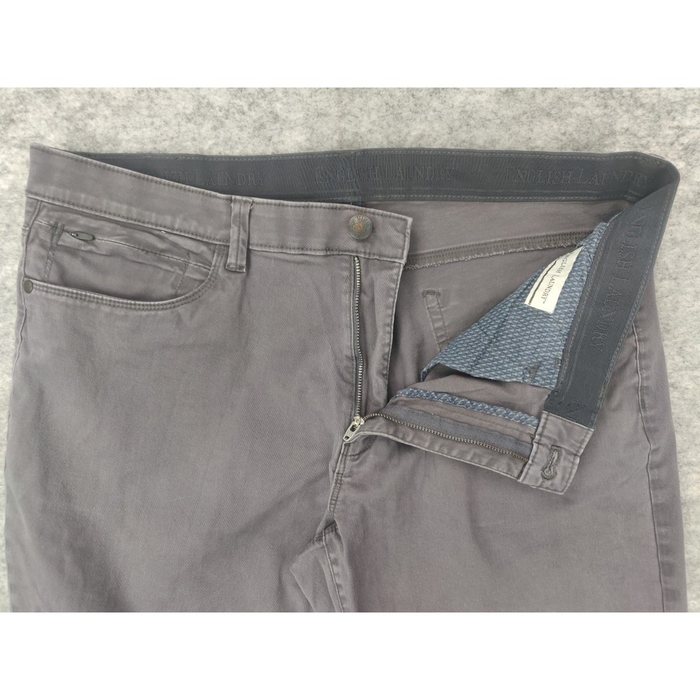 English Laundry Mens 36x29 Straight Fit Gray Stretch Chinos Pants Casual - Picture 3 of 13
